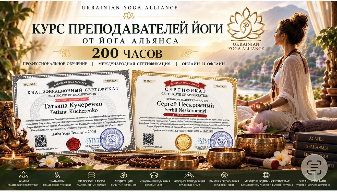 Как стать инструктором по йоге — профессиональные курсы преподавателей йоги 200 часов Yoga Alliance в Украине, Европе и онлайн